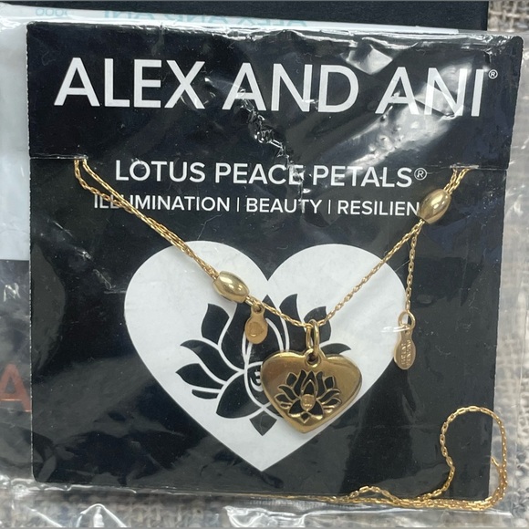 ALEX AND ANI LOTUS PEACE PETALS Gold Heart Expandable Necklace - NWT - Picture 1 of 10